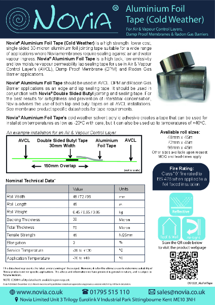 Novia Aluminium Foil Tape Datasheet