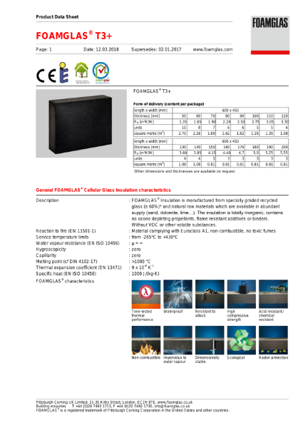 Foamglas T3+ Product Datasheet