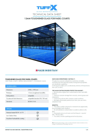 Padel Court Glass Data Sheet
