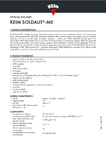 Keim Soldalit ME Technical Data Sheet