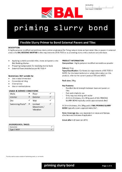 BAL Slurry Bond - Technical Datasheet