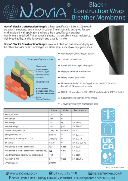 Novia Black+ Construction Wrap datasheet