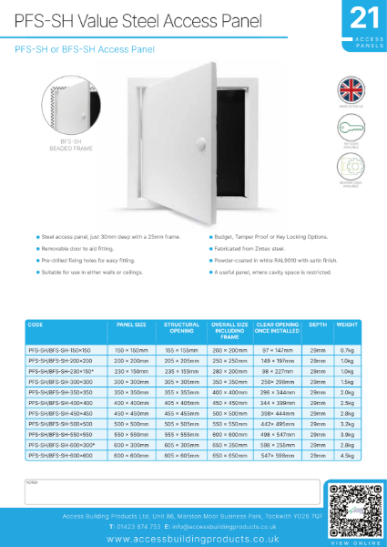 PFS-SH Value Steel Access Panel