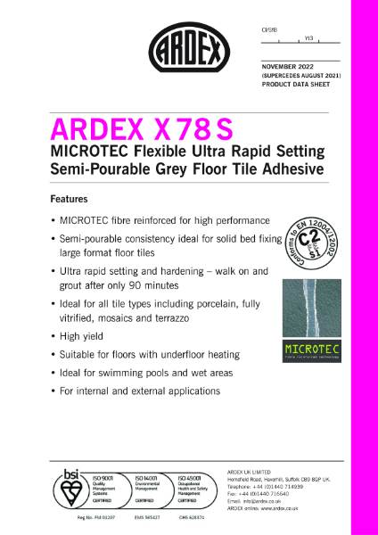ARDEX X 78 S Datasheet