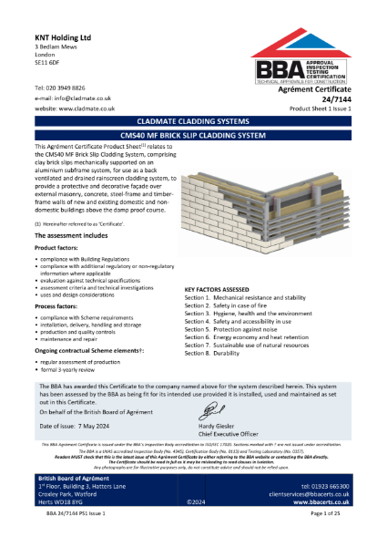 BBA Agrément Certificate 24/7144 Product Sheet 1