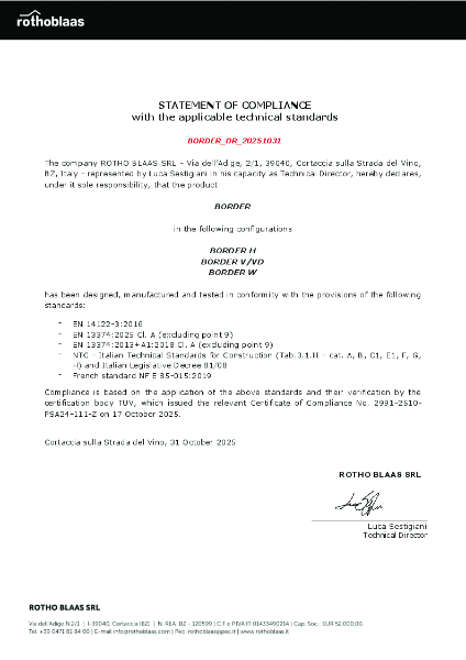 Border - Statement of Compliance