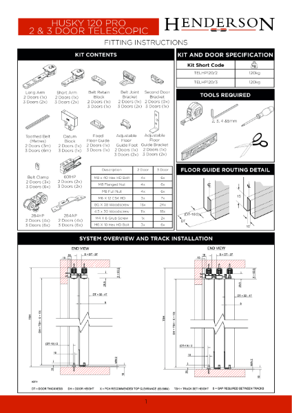 Husky 120 Pro Telescopic - 2+3 Door Instructions