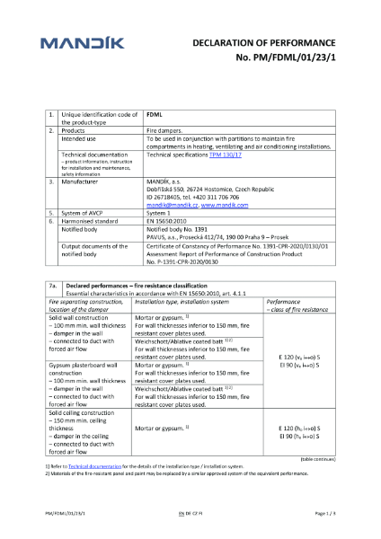 FDML – Declaration of Performance