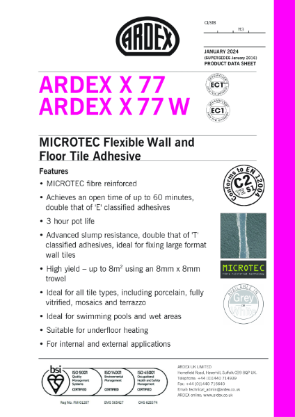 ARDEX X 77 Datasheet