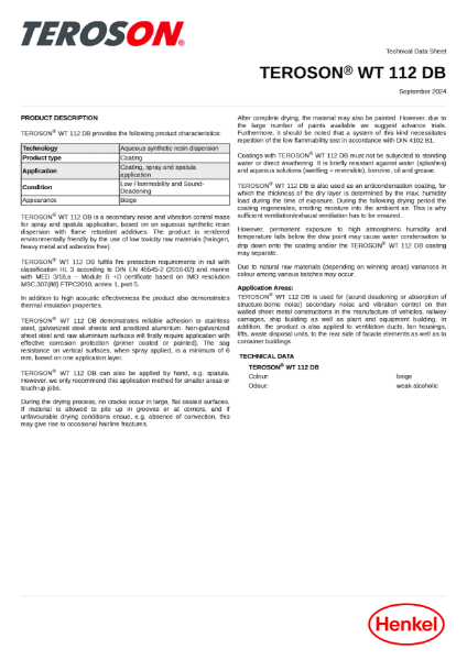 TEROSON WT 112 DB - Technical Data Sheet