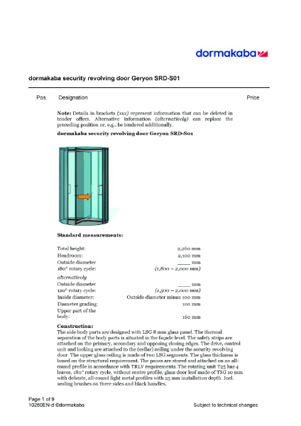 Specification document