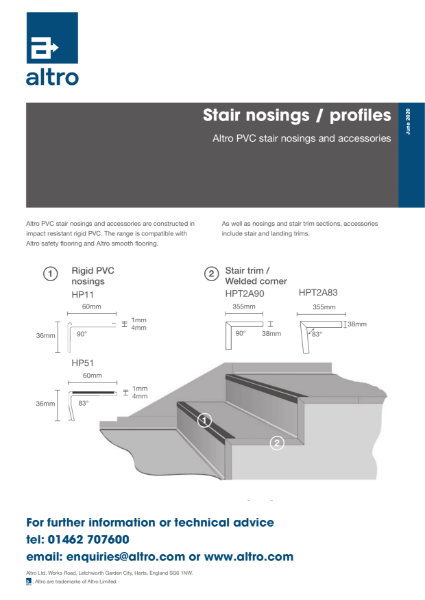 Altro PVC Stair nosings and accessories