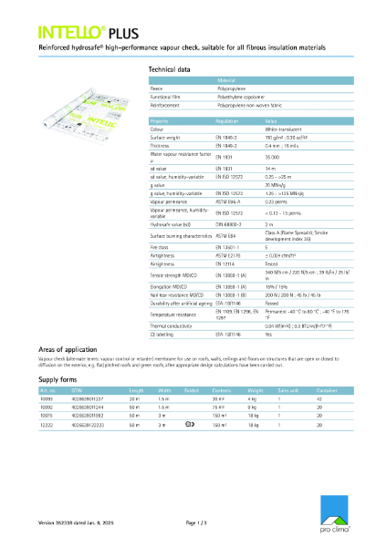 Intello Plus Technical Datasheet