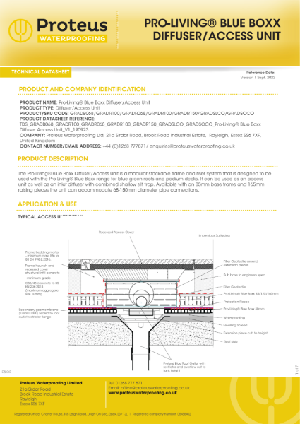 Product Data Sheet - Proteus Pro-Living® Blue Boxx Diffuser/Access Unit