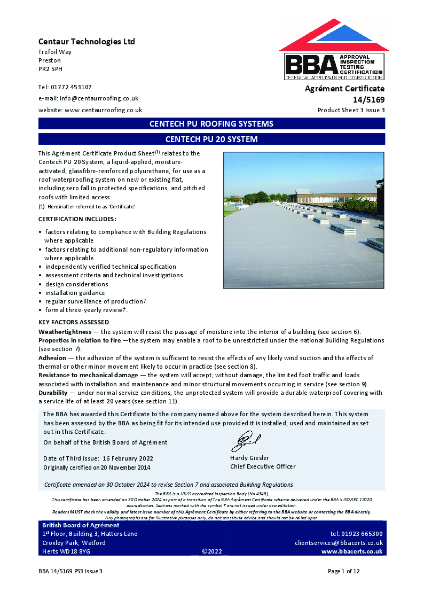 BBA Agrément Certificate