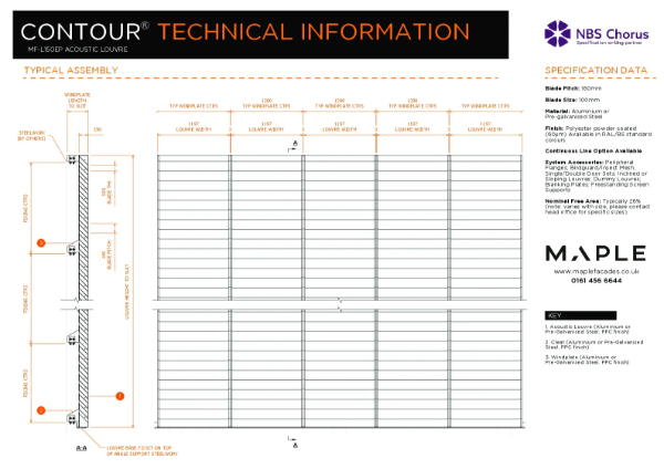 Maple Facades Contour® MF-L150EP Acoustic Louvre Datasheet 2026