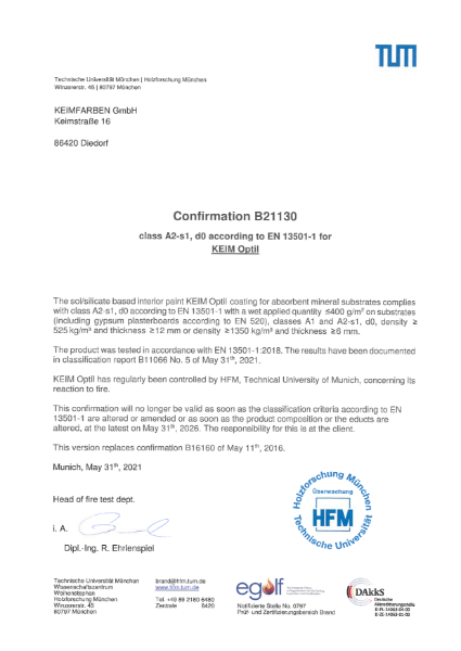 Keim Optil Fire Certificate B21130 May 2021