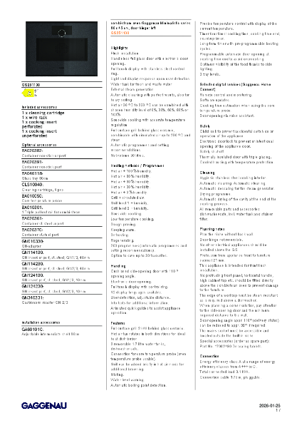 GS251100 Product Specification Sheet