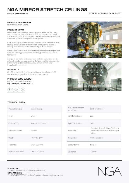 NGA MIRROR STRETCH CEILINGS