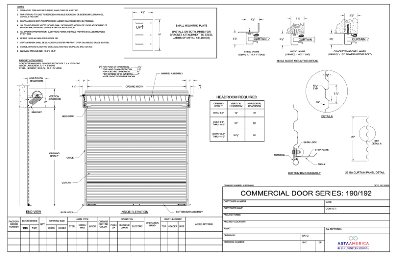 Series 190 Shop Drawing
