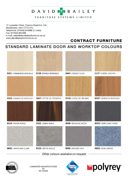 Polyrey Laminate Pattern Colour Chart