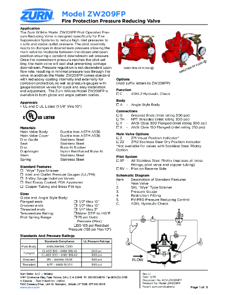 Specification Sheet - ZW209FP