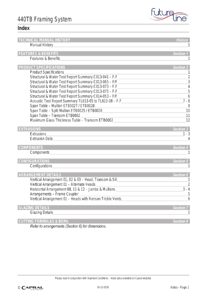 Technical Manual Futureline-440TB Framing System Capral