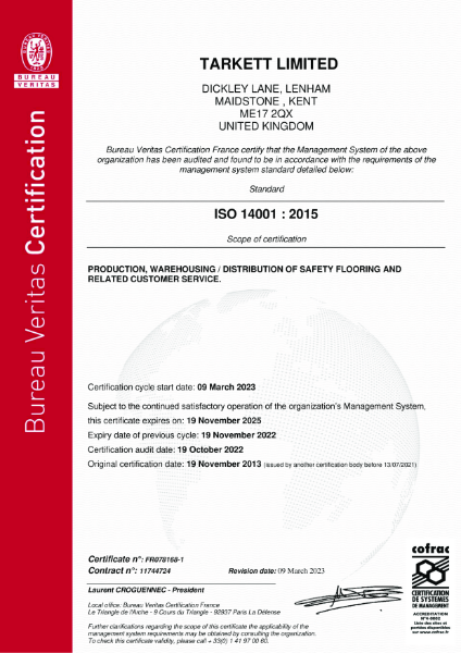 ISO14001 - Tarkett Safetred - Lenham