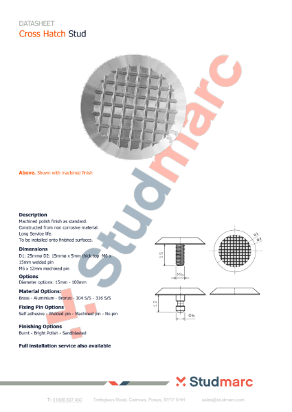 Cross Hatch 25mm Tactile Stud - Datasheet