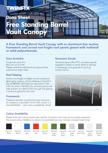 Free-Standing Barrel Vault Canopy Datasheet