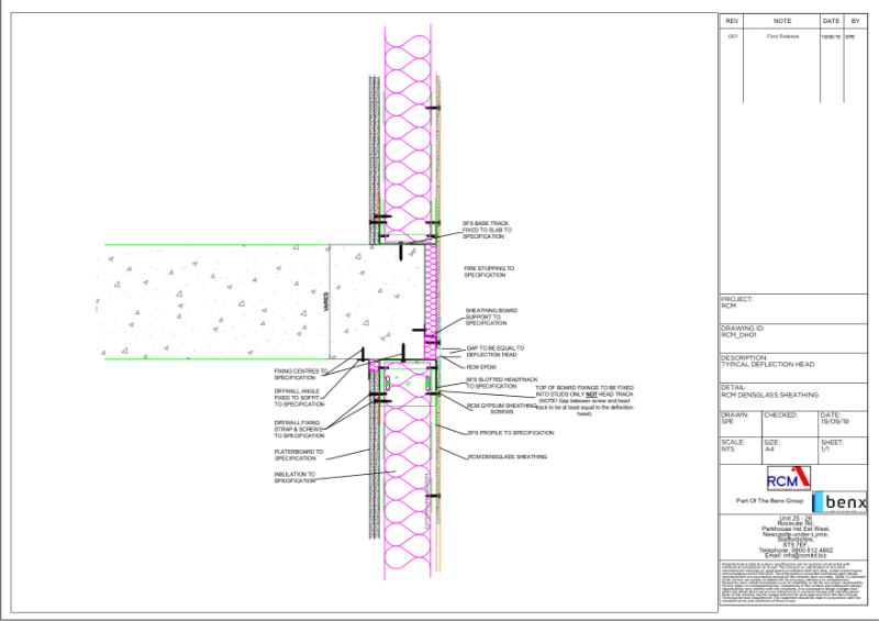 DensGlass Typical Deflection Head Technical Drawing - DH01