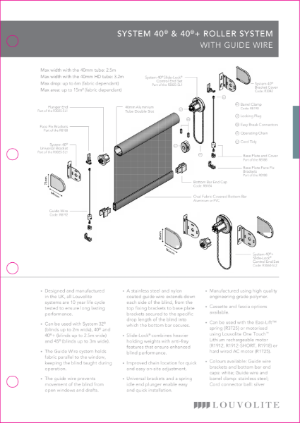 Roller System Guidewire Technical Specification | Louvolite | NBS Source