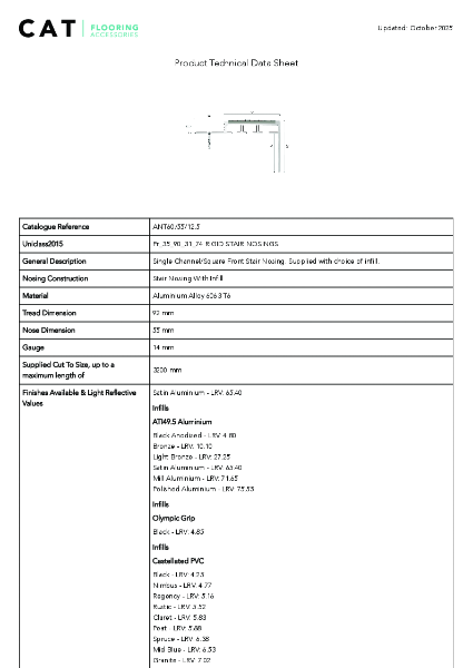 ANT60/55/12.5 Satin Aluminium Technical Datasheet