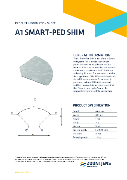 A1 Smart-Ped Shim Product Information Sheet