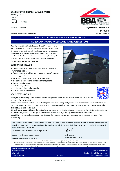 Porcelain Stone - BBA Agrément Certificate