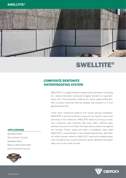 SWELLTITE® - COMPOSITE BENTONITE WATERPROOFING SYSTEM