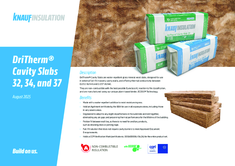 Knauf Insulation DriTherm® Cavity Slabs - Product Datasheet