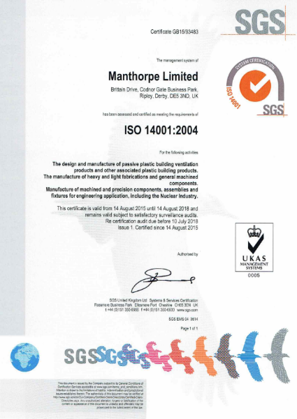 ISO 14001:2004 Certificate