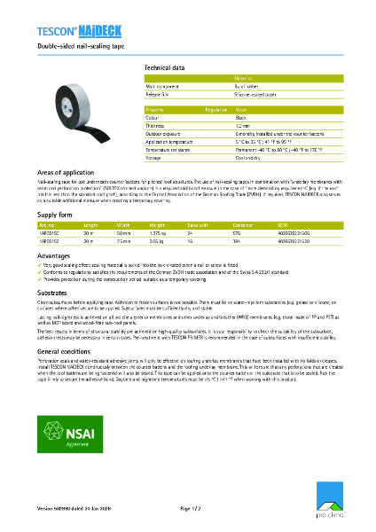 Pro Clima Tescon Naideck Technical Datasheet