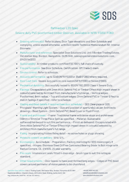 Refinedoor L20 Spec