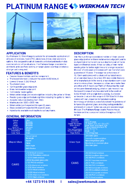 Platinum Range Specification Sheet