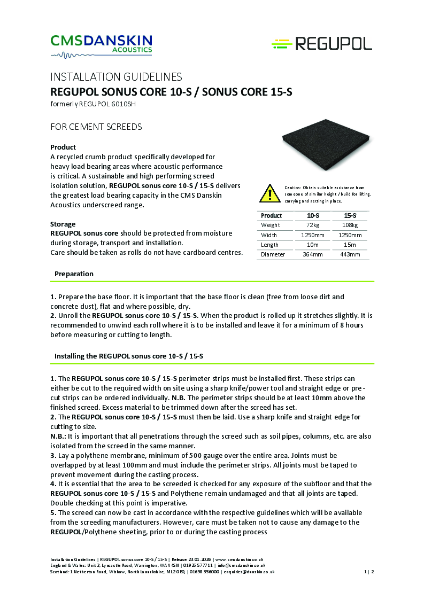 REGUPOL sonus core 10-S, 15-S (REGUPOL 6010 SH) - IG-en-UK Release 23 01 2026