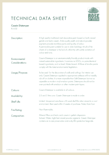 Casein Distemper - Data Sheet