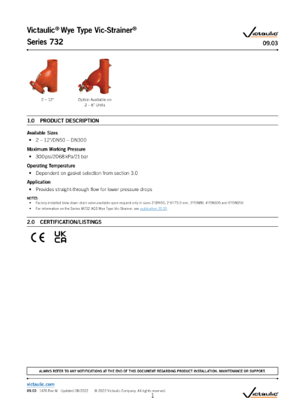 Victaulic® Wye Type Vic-Strainer® Series 732