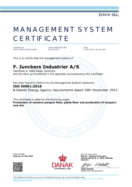 ISO 50001 Management system certificate