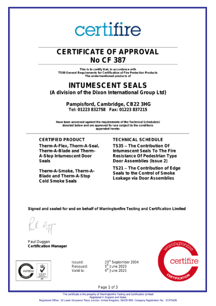 Certifire CF387 - Door Seals