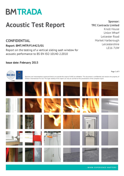 Heritage Sash Box window acoustic performance to BS EN ISO 10140-2:2010