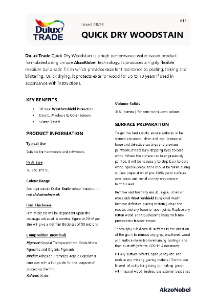 Quick Dry Woodstain TDS