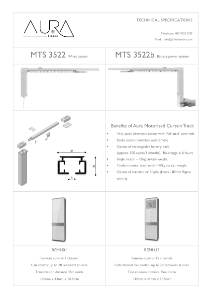 Curtain Track - Motorised Rail Specification Guide