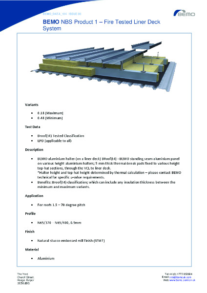 BEMO Fire Tested Liner Deck System